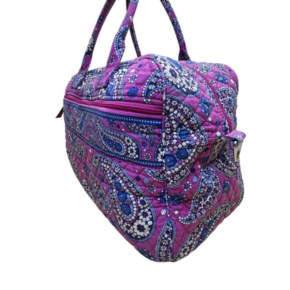 Vera Bradley Women’s Pink Quilted Paisley Print Shoulder & Handheld Duffle Bag - Picture 3 of 13